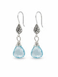HK0082 Blue Topaz Vintage Hook Earrings