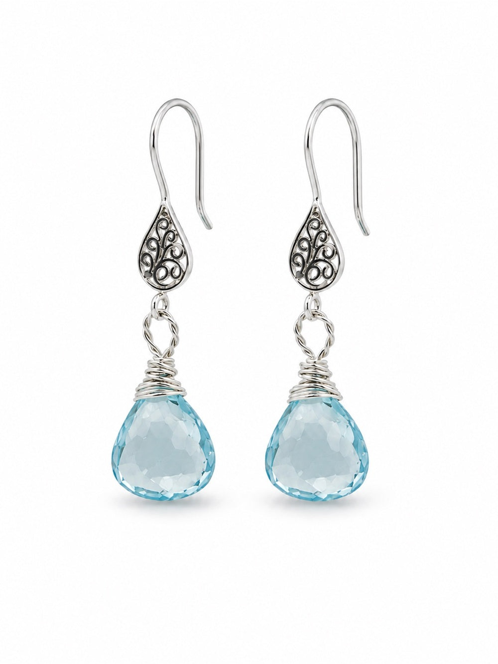 HK0082 Blue Topaz Vintage Hook Earrings