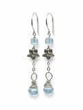 HK0084 Blue Topaz Flower Hook Earrings