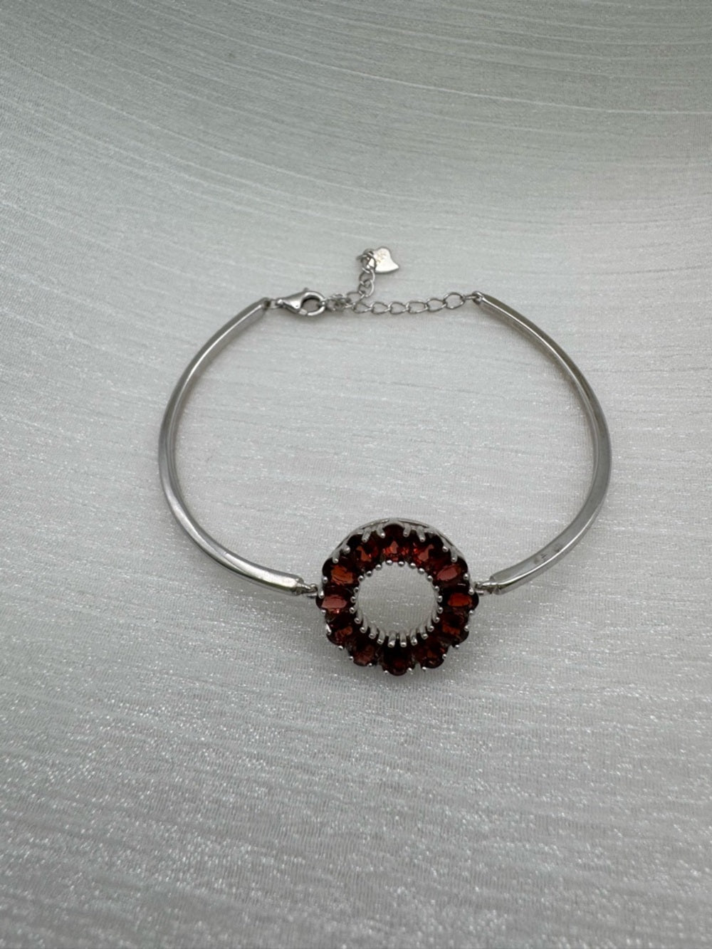 #B43 Garnet Halo Bracelet (S925)