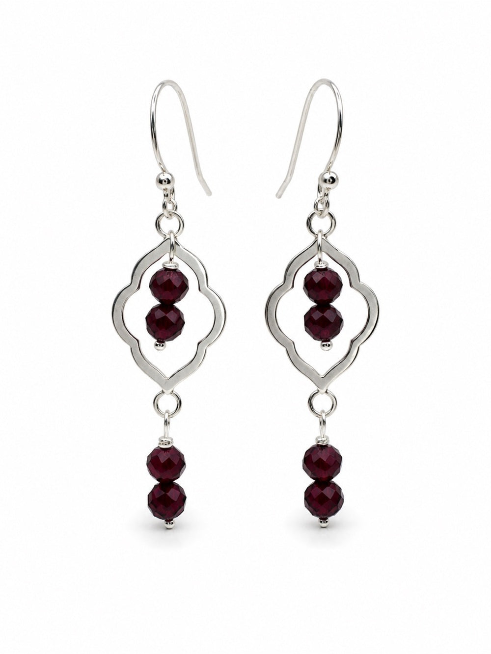 HK0086 Purple Garnet Moroccan Hook Earrings