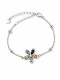 #B45 Rainbow Gemstone Flower Bracelet