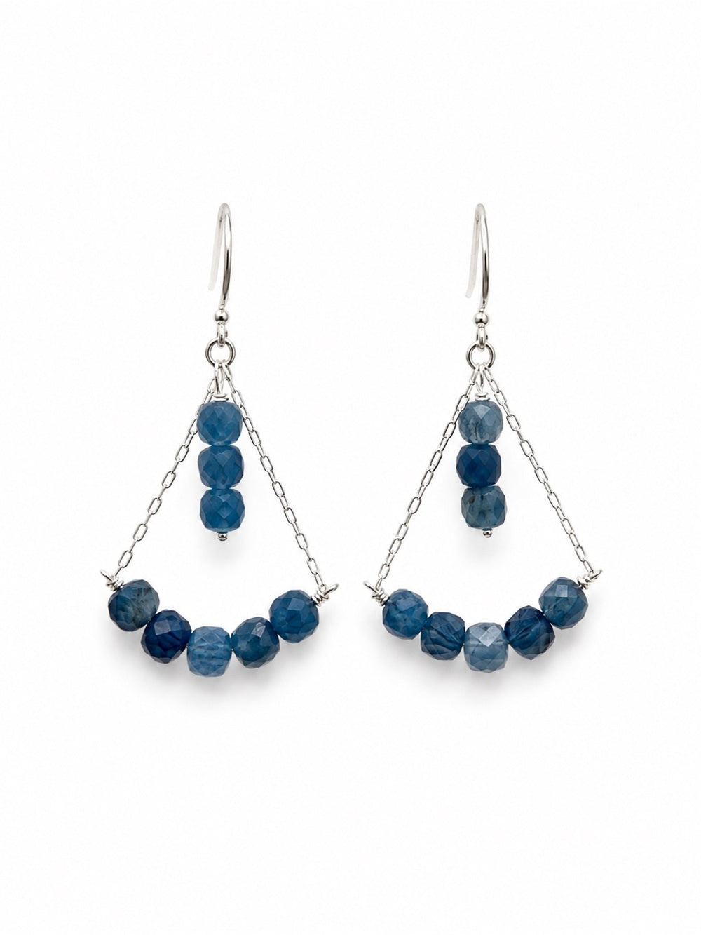 HK0085 Aquamarine Chandelier Hook Earrings