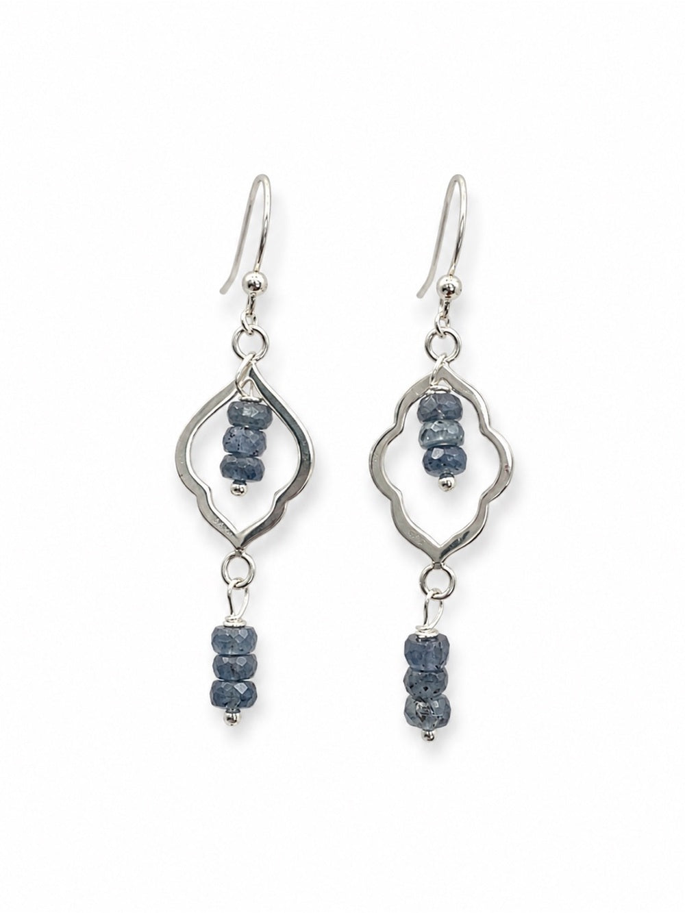 HK0050 Kyanite Rondelle Moroccan Hook Earrings