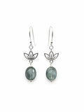 HK0051 Kyanite Lotus Hook Earring