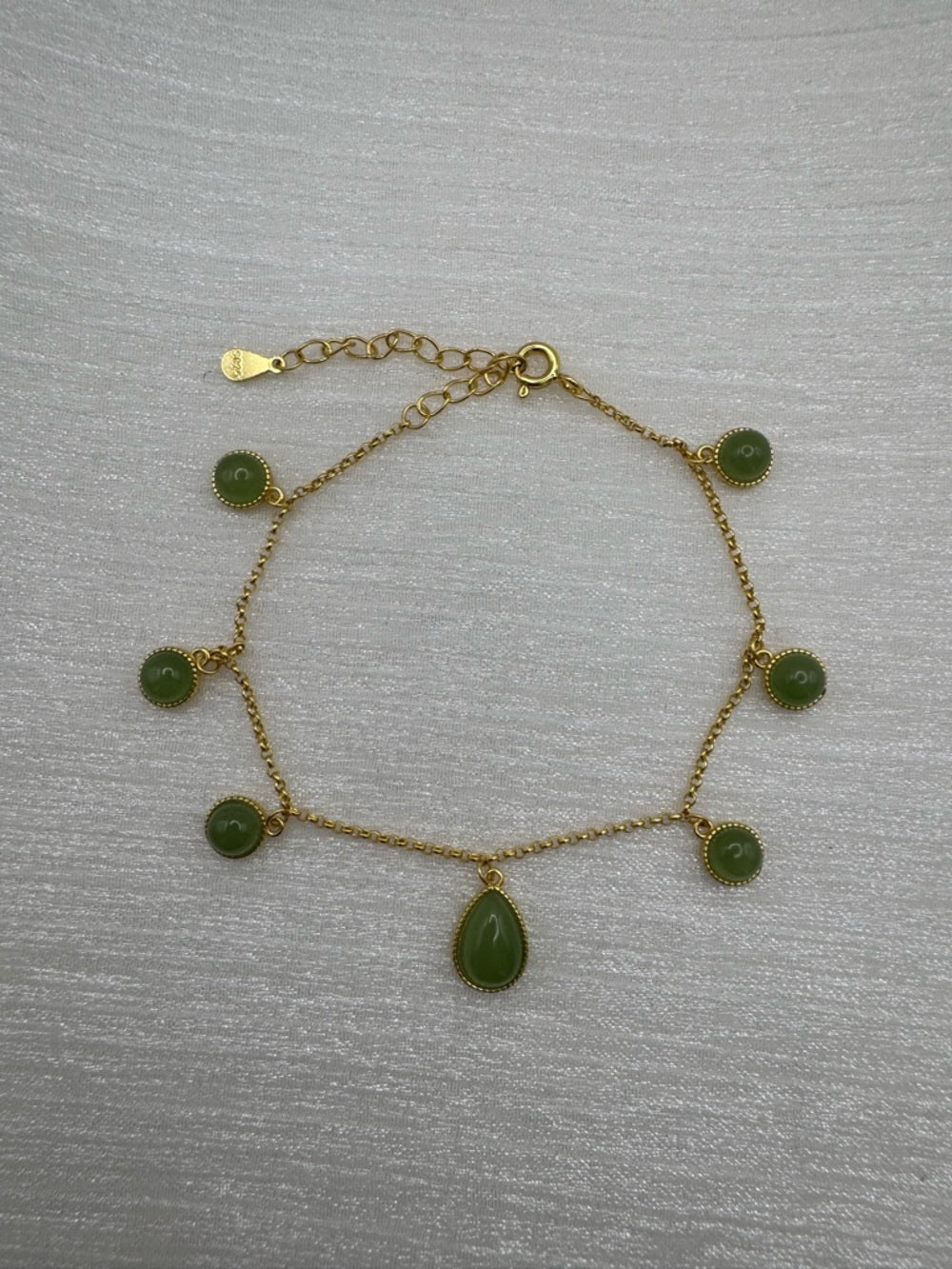 #B49 Esmeralda Jade Drop Bracelet (S925)