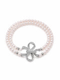 #B53 Double Strand Freshwater Pearl Bow Bracelet