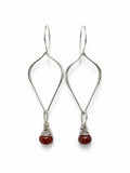 HK0098 Lotus Burgundy Tourmaline Hook Earrings