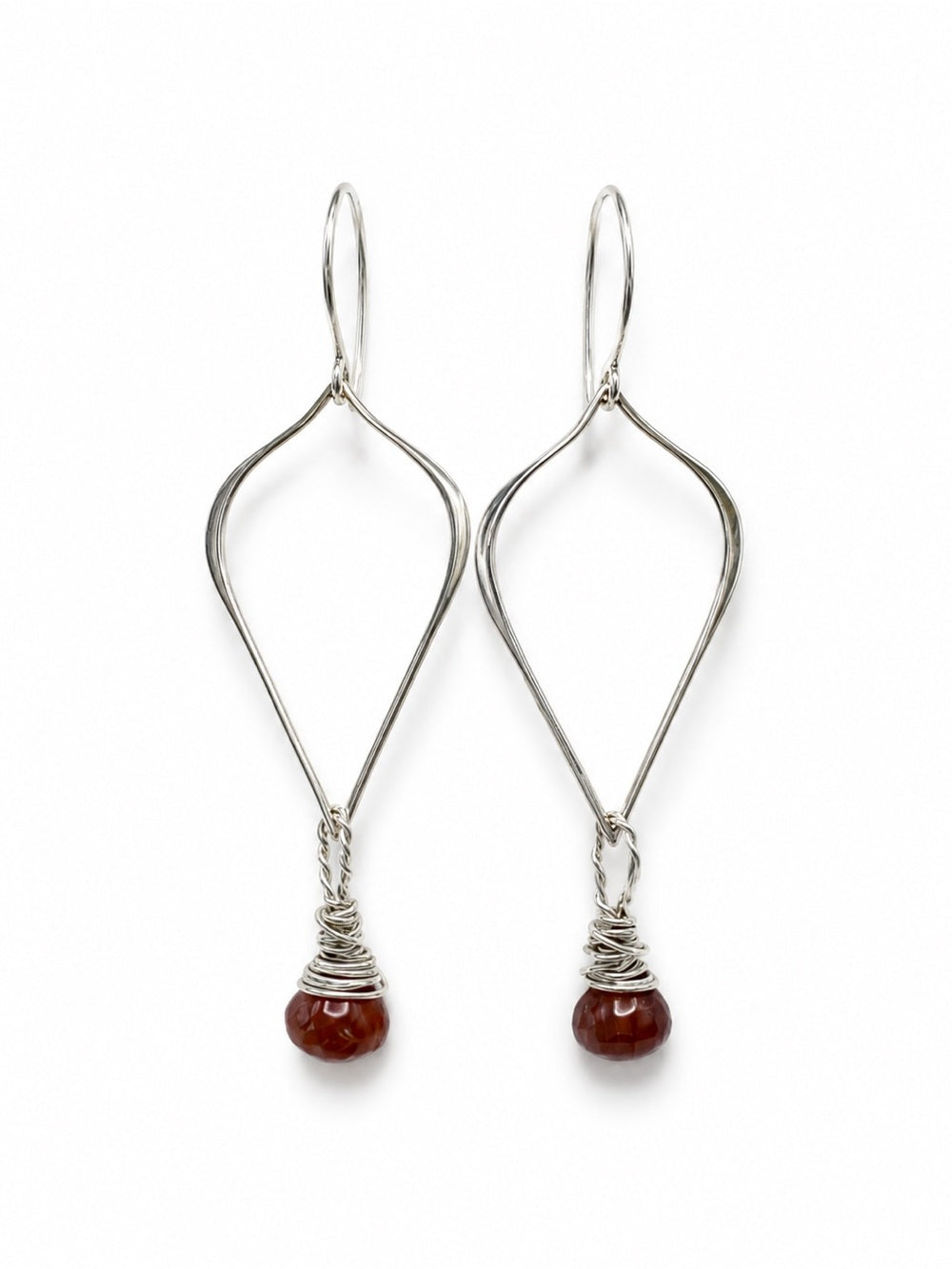 HK0098 Lotus Burgundy Tourmaline Hook Earrings