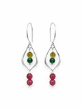 HK0100 Lotus Rainbow Tourmaline Hook Earrings