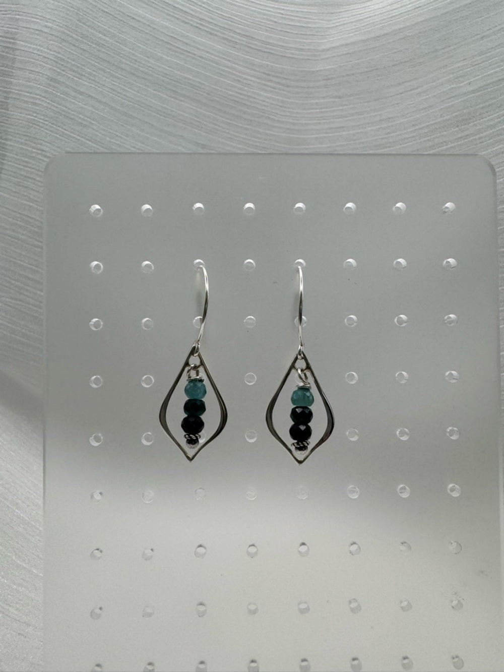 HK0096 Tourmaline Lotus Hook Earrings (S925)