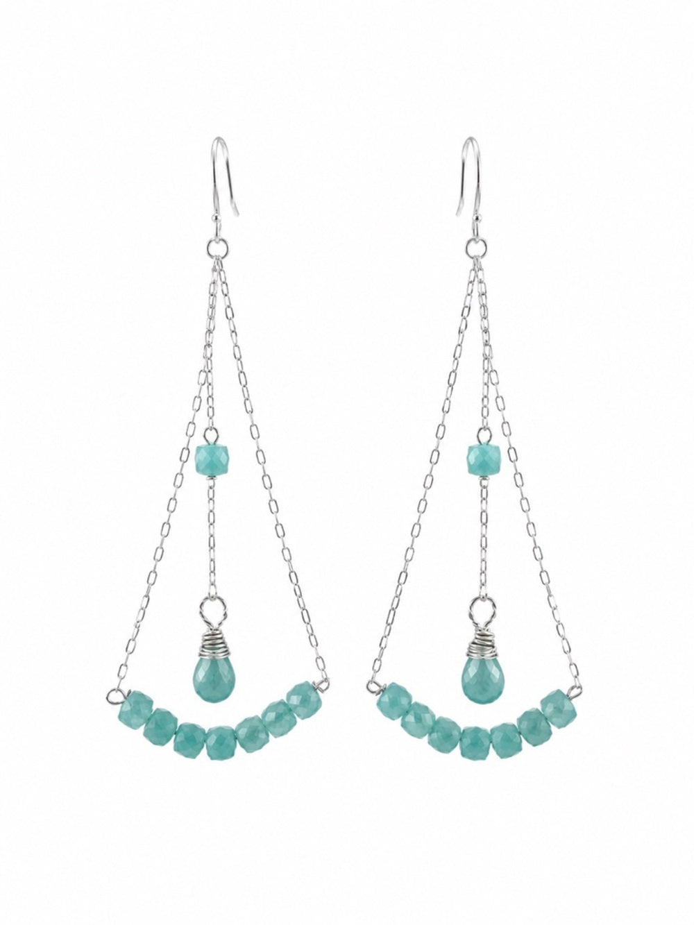 HK0044 Amazonite Swing Chandelier Earrings (S925)