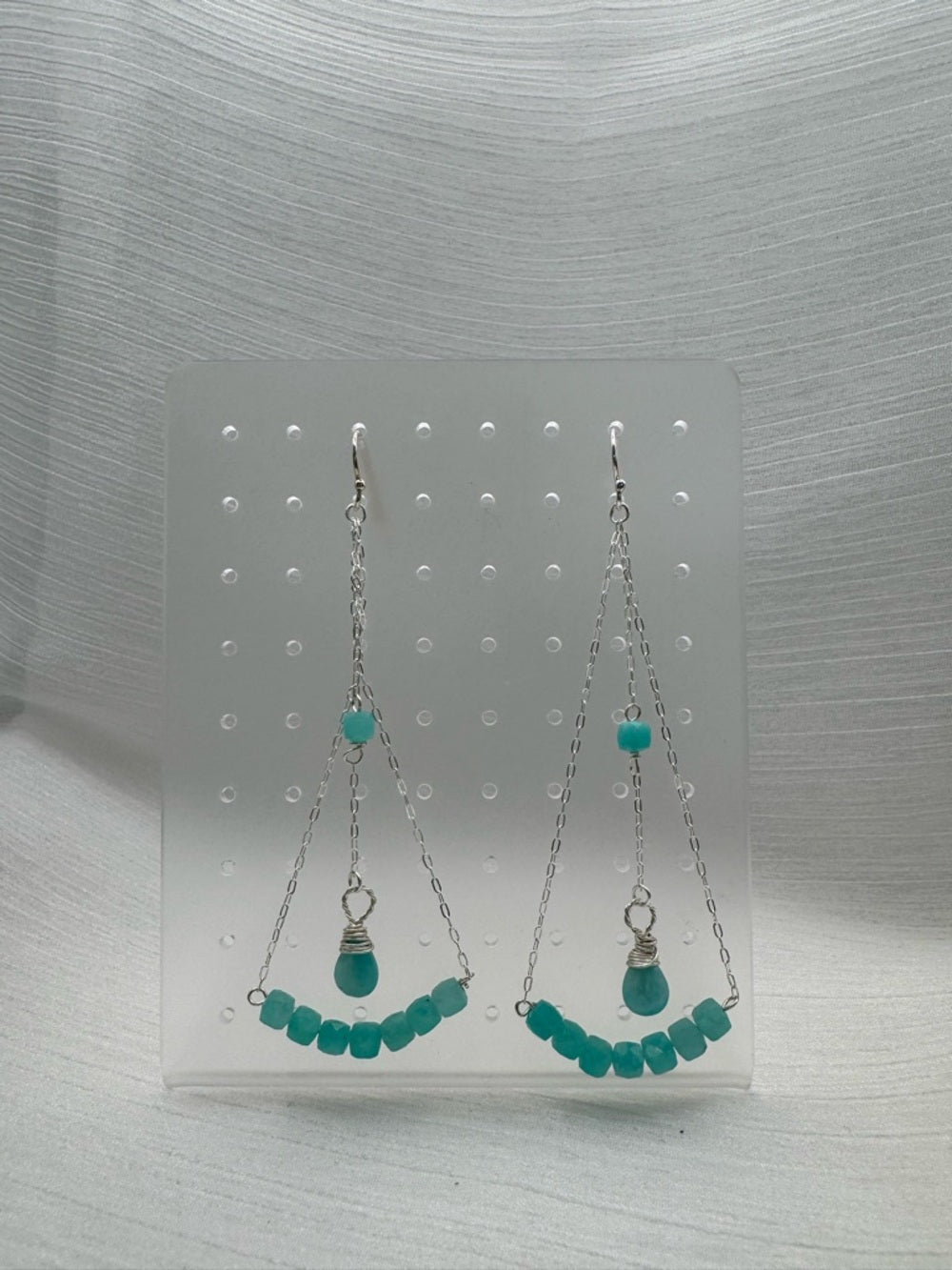 HK0044 Amazonite Swing Chandelier Earrings (S925)