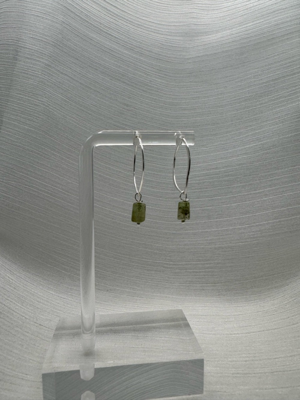 HP0091 Tourmaline Lotus Hoop Earrings (S925)