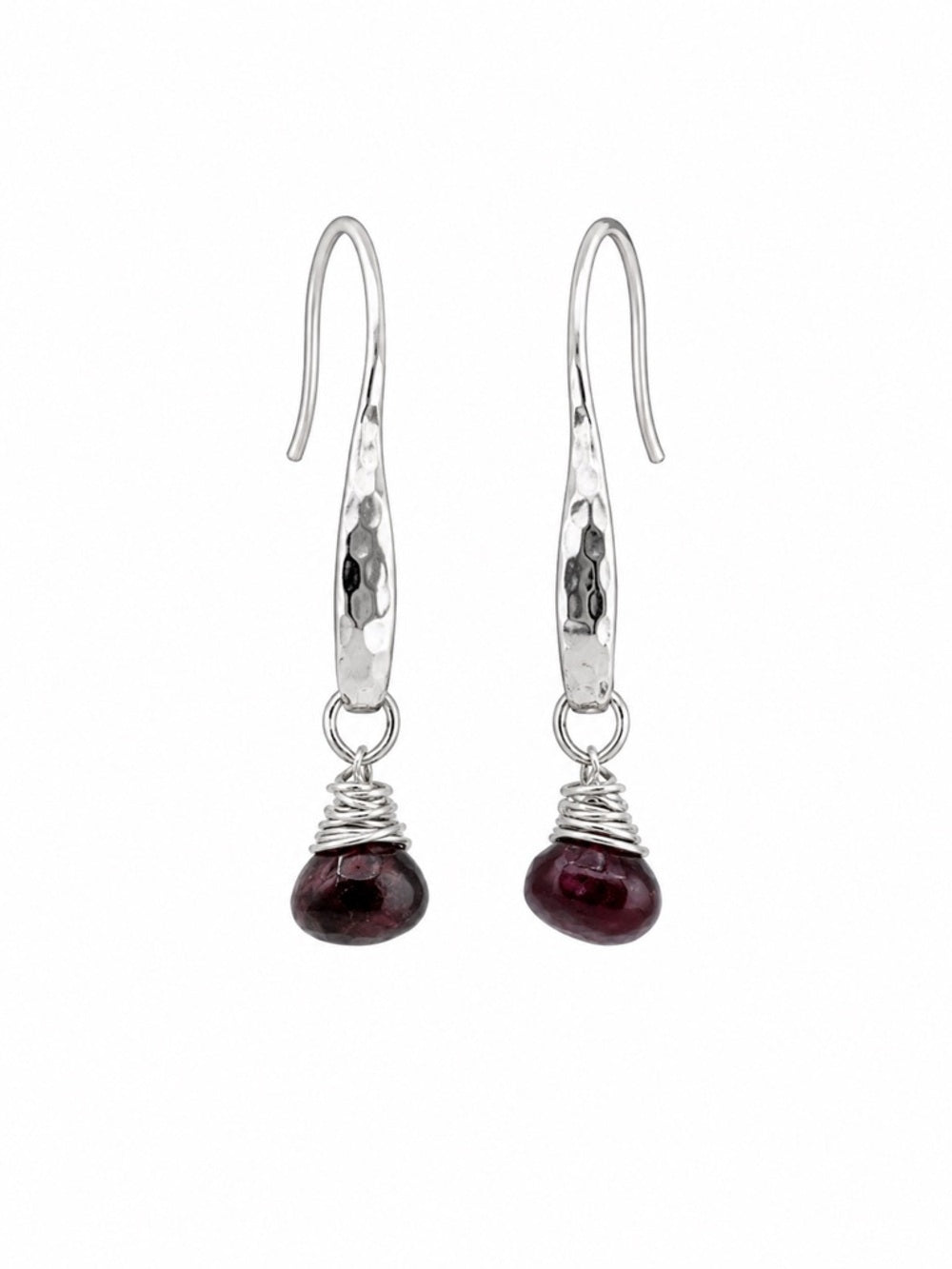 HK0094 Tourmaline Hammered Hook Earrings (S925)