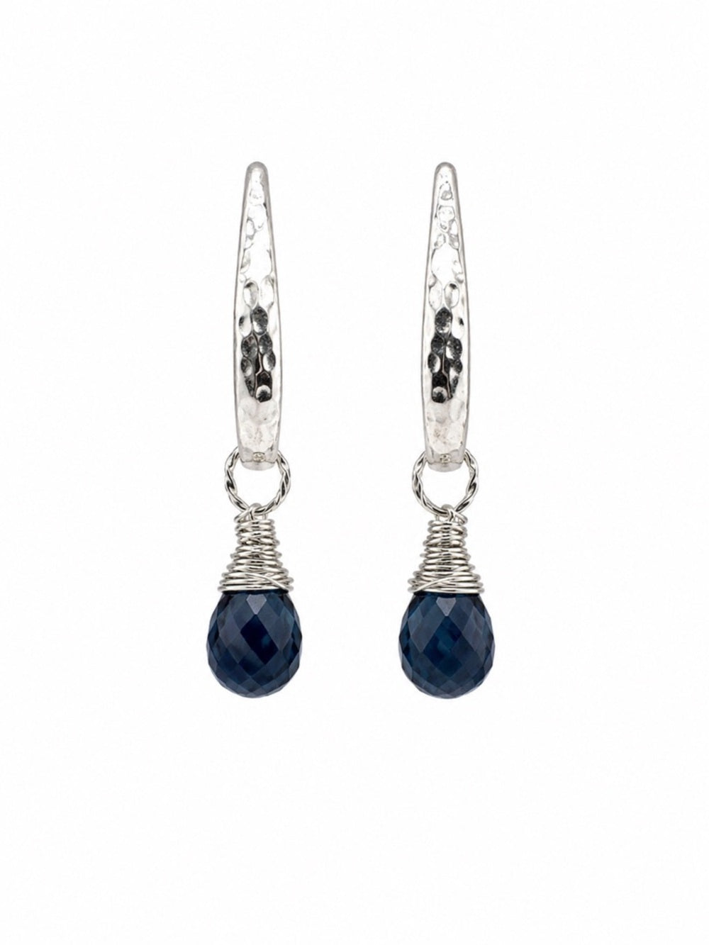 Hk0061 London Blue Topaz Hammered Hook Earrings (S925)
