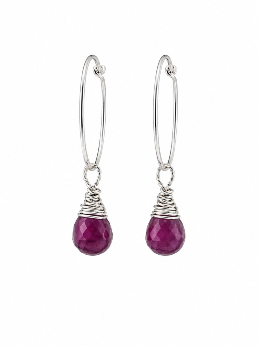 HP0022 Pink Sapphire Hoops (S925)