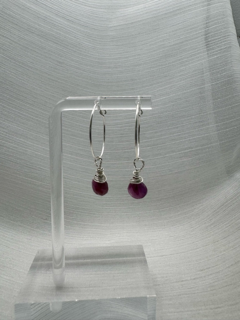 HP0022 Pink Sapphire Hoops (S925)