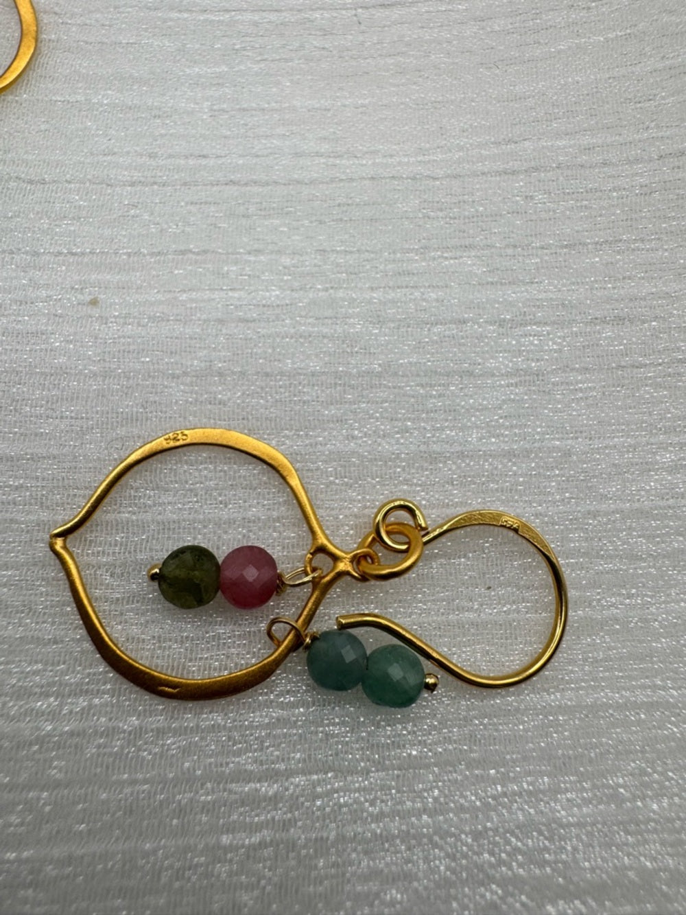HK0097 Rainbow Tourmaline Lotus Hook Earrings (S925)
