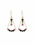HK0102 Tourmaline Gold Chandelier Earrings