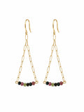 HK00101 Rainbow Tourmaline Gold Swing Earring
