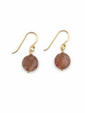 HK0075 Strawberry Quartz Round Gold Earrings