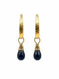 HK0060 London Blue Topaz Hammered Gold Earrings