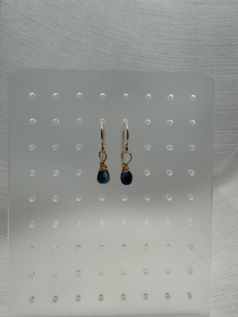 HK0062 London Blue Topaz Hook Gold Earrings