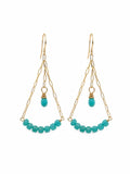 HK0065 Amazonite Swing Chandelier Gold Earrings