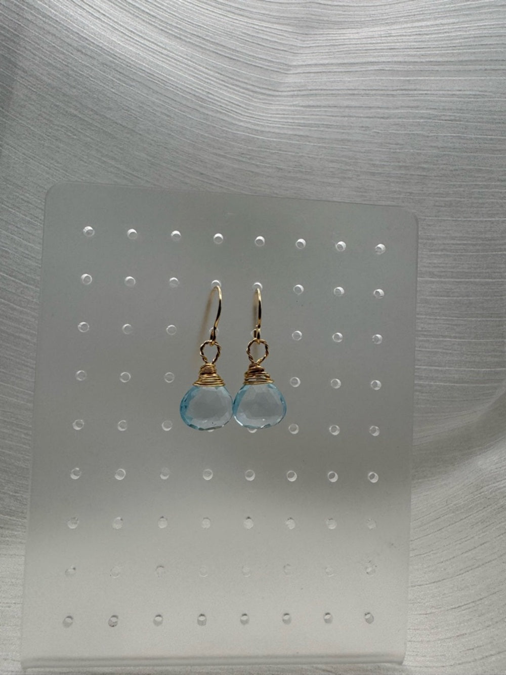 HK0080 Blue Topaz Gold Earrings