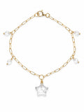 B0082 White Topaz Gold Paperclip Bracelet