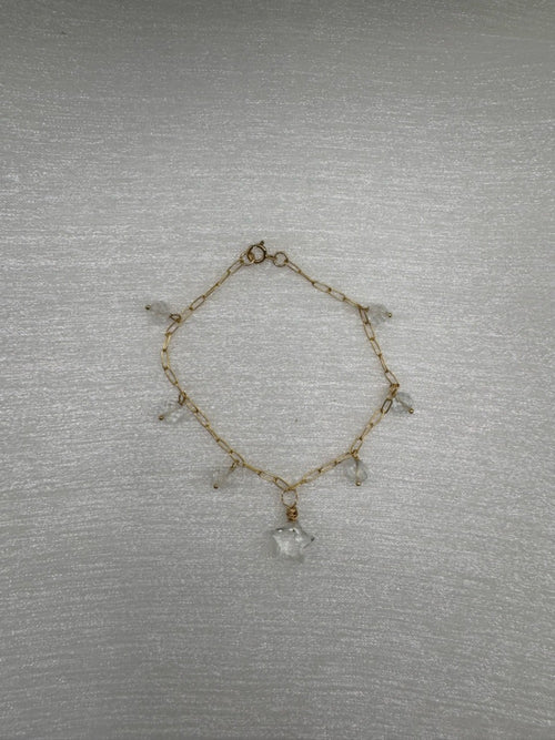 B0082 White Topaz Gold Paperclip Bracelet