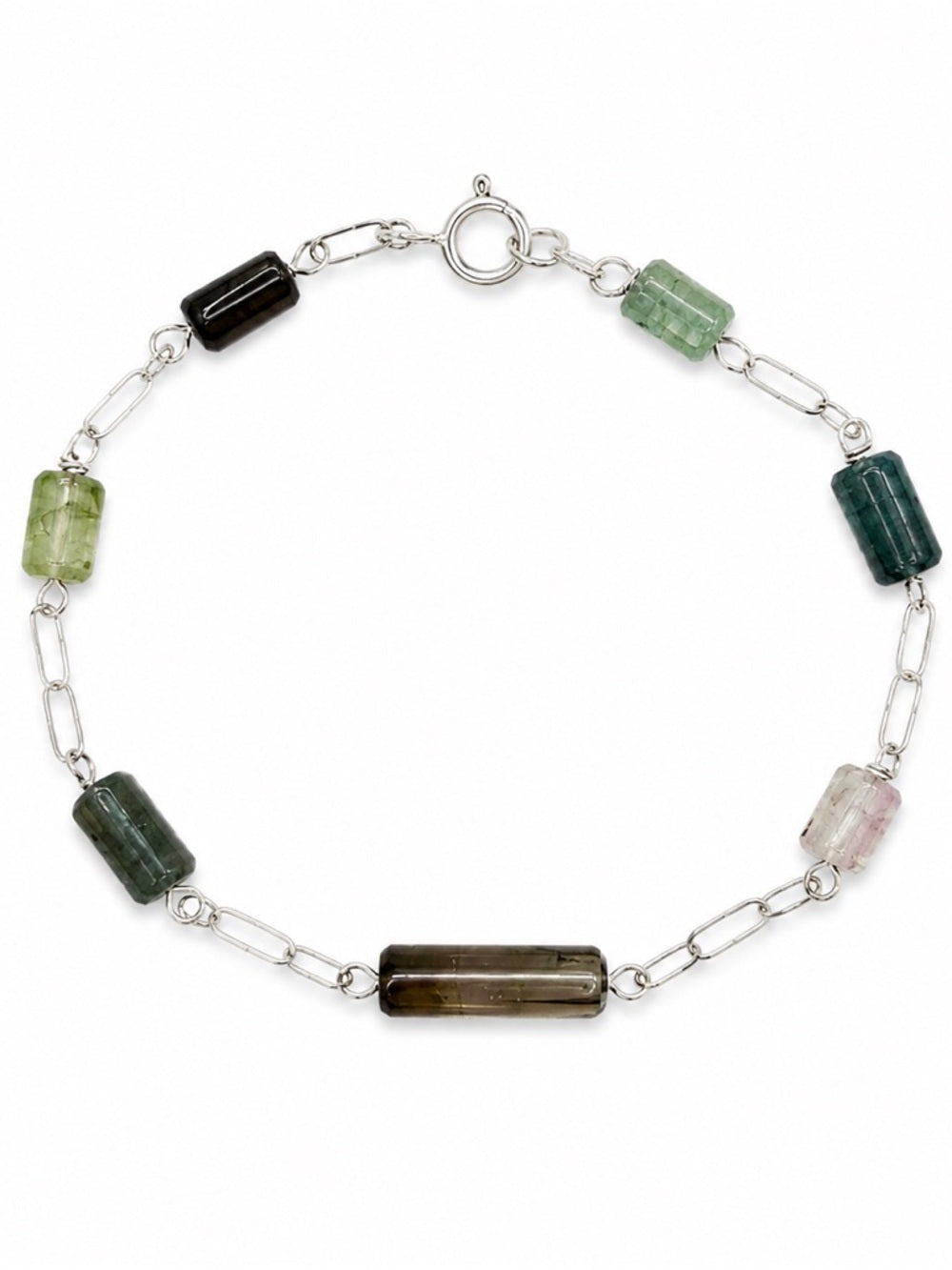 B0090 Tourmaline Paperclip Bracelet (S925)
