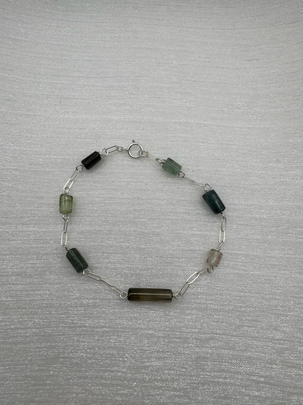 B0090 Tourmaline Paperclip Bracelet (S925)