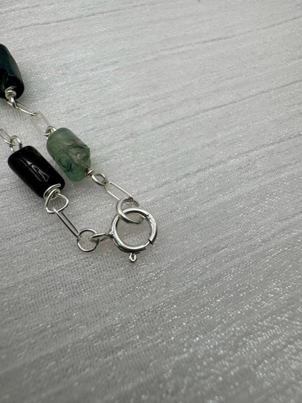 B0090 Tourmaline Paperclip Bracelet (S925)