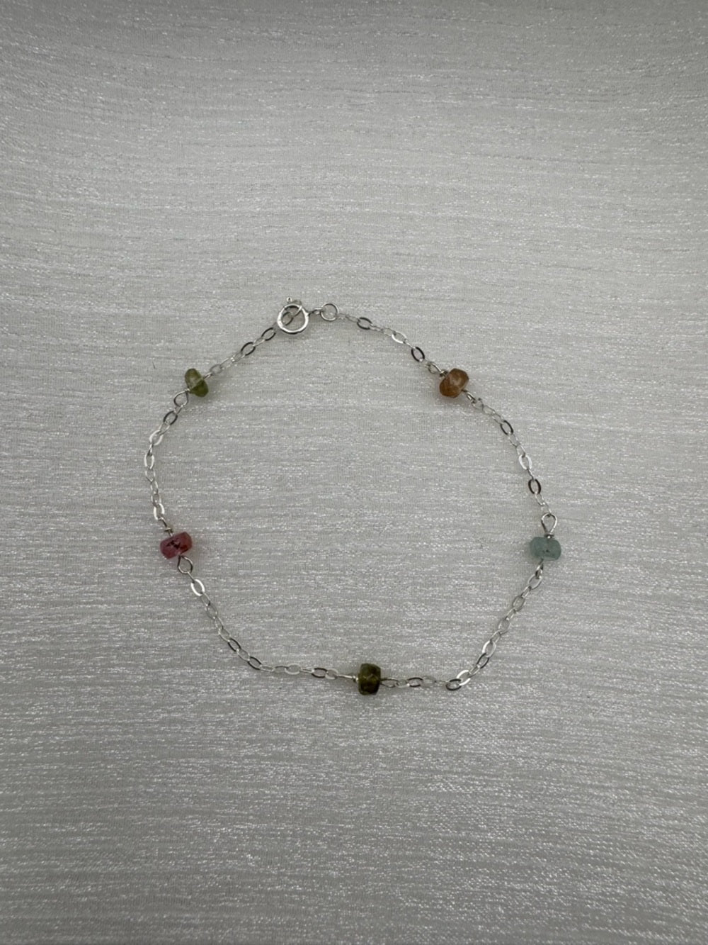 B0091 Tourmaline Beaded Bracelet (S925)