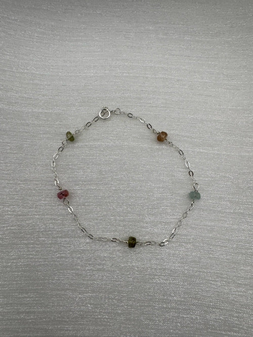 B0091 Tourmaline Beaded Bracelet (S925)