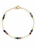 B0092 Rainbow Tourmaline Gold Bracelet