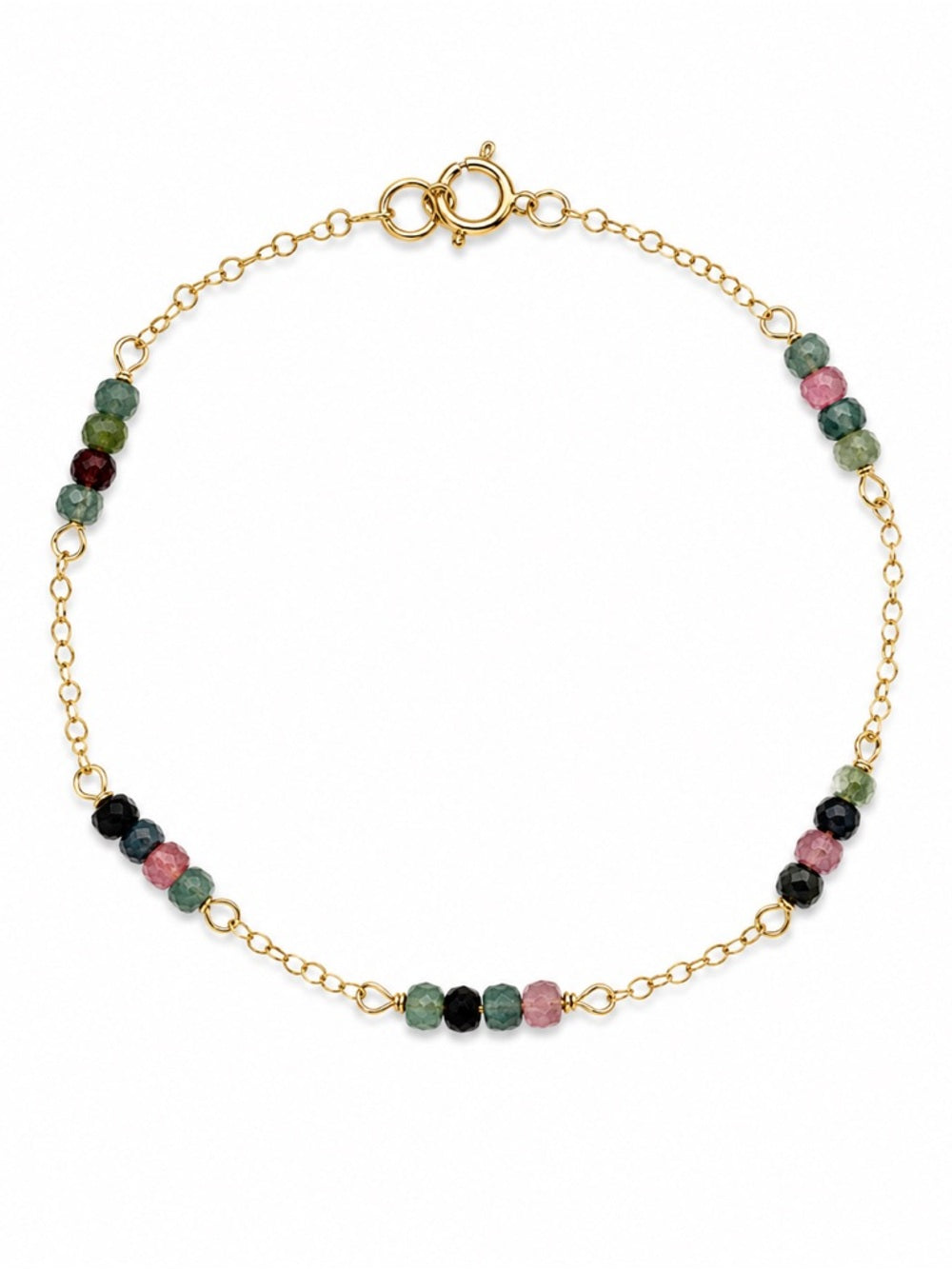 B0092 Rainbow Tourmaline Gold Bracelet