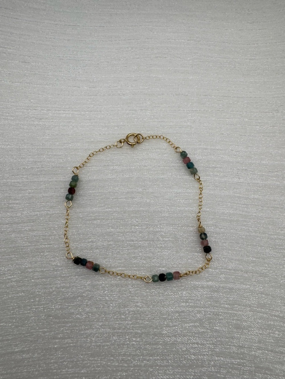 B0092 Rainbow Tourmaline Gold Bracelet