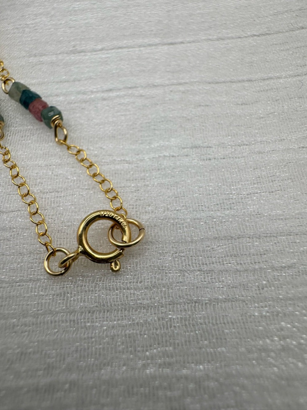 B0092 Rainbow Tourmaline Gold Bracelet