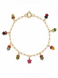 B044 Rainbow Tourmaline Paperclip Star Gold Bracelet