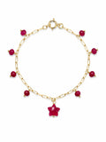 B0080 Pink Chalcedony Gold Star Bracelet