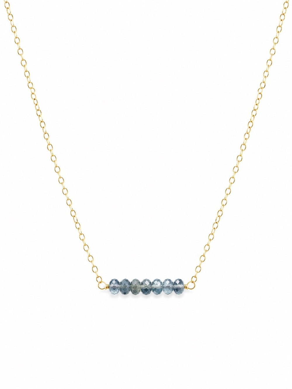 N0041 Kyanite Rondelle Gold Bar Necklace
