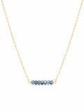 N0041 Kyanite Rondelle Gold Bar Necklace