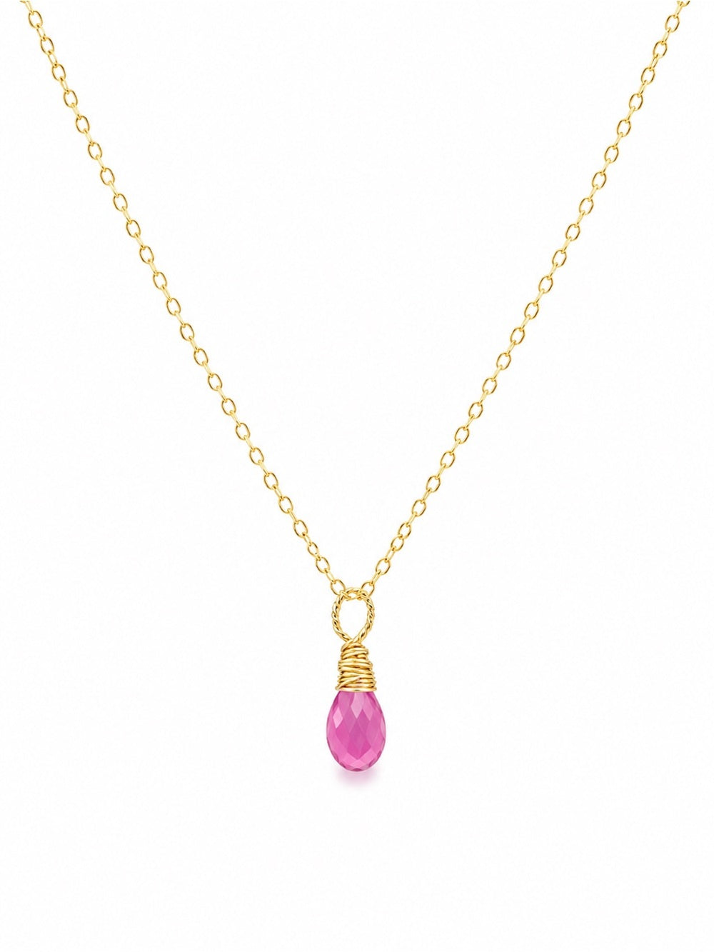 N0028 Pink Sapphire Gold Necklace
