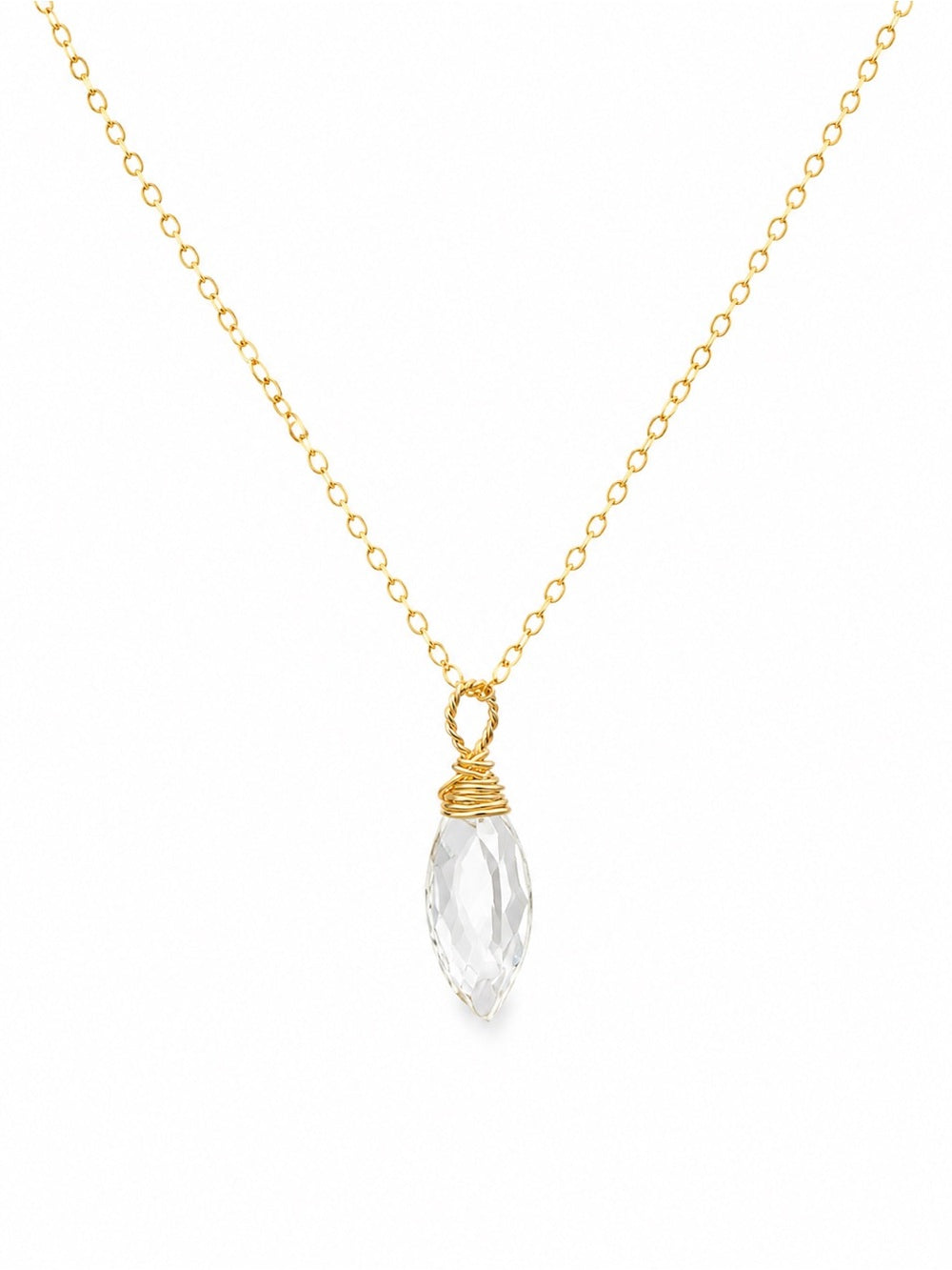 N0056 Crystal Quartz Gold Necklace
