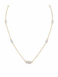 N031 Triple Moonstone Gold Necklace
