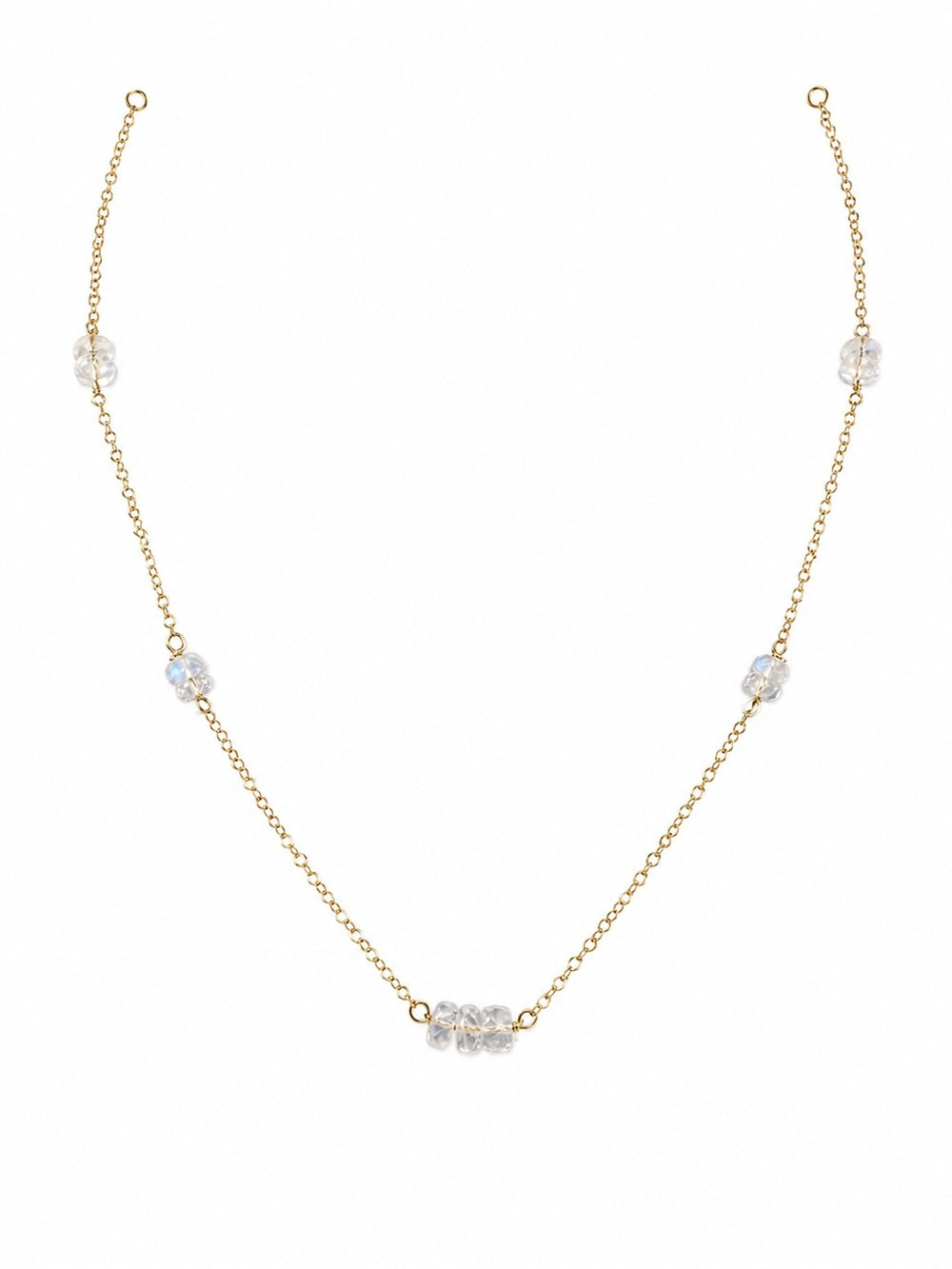 N031 Triple Moonstone Gold Necklace