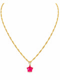N0092 Pink Chalcedony Star Necklace